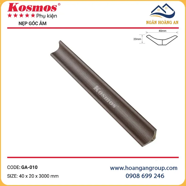 Phào Góc Âm Tấm Ốp Tường Trần Komsos GA-010 Nhựa Giả Gỗ