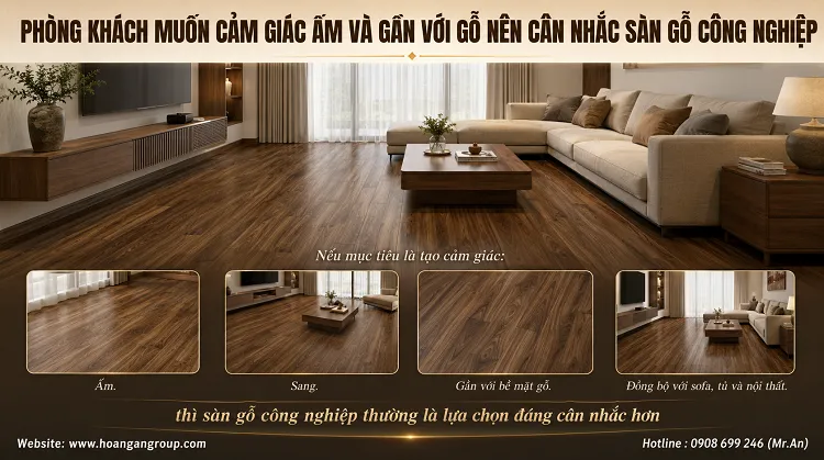 Phòng Khách Muốn Cảm Giác Ấm Và Gần Với Gỗ Nên Cân Nhắc Sàn Gỗ Công Nghiệp Phòng Khách Muốn Cảm Giác Ấm Và Gần Với Gỗ Nên Cân Nhắc Sàn Gỗ Công Nghiệp