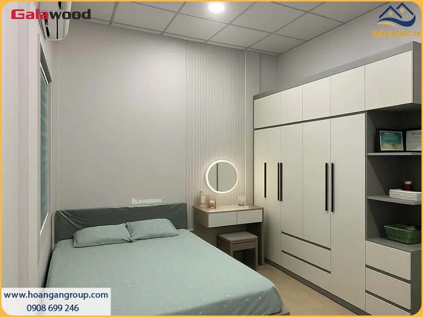 Không Gian Phòng Ngủ Hiện Đại Với Tấm Ốp Than Tre