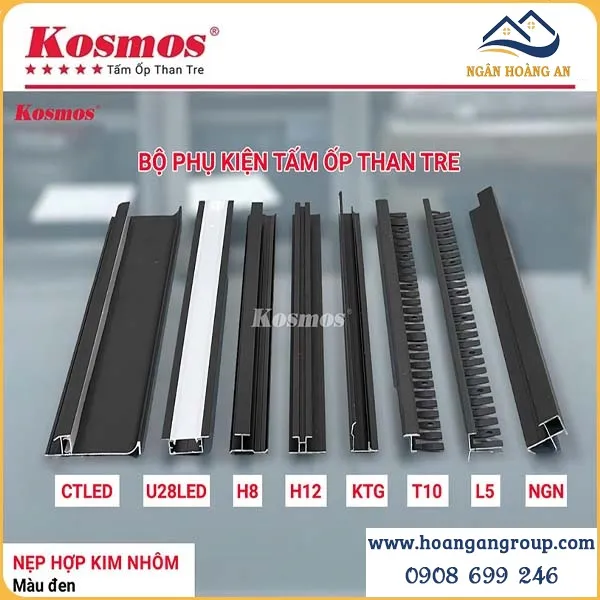 Phụ Kiện Nẹp Nhôm Tấm Ốp Than Tre Kosmos Màu Đen