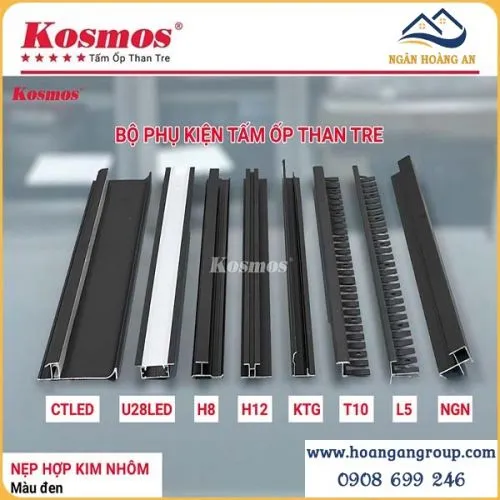 Phụ Kiện Nẹp Nhôm Tấm Ốp Than Tre Kosmos Màu Đen