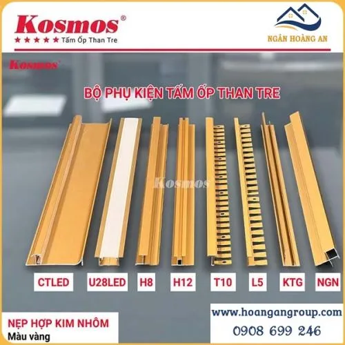 Phụ Kiện Nẹp Nhôm Tấm Ốp Than Tre Kosmos Màu Vàng