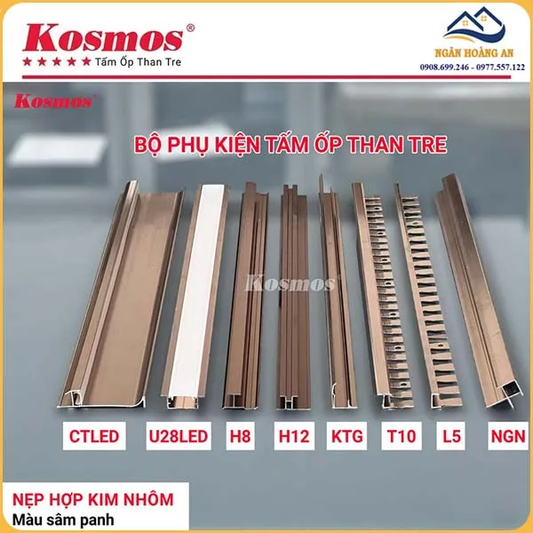 Nẹp Nhôm Tấm Ốp Than Tre Màu Sâm Panh Nẹp Nhôm Tấm Ốp Than Tre Màu Sâm Panh