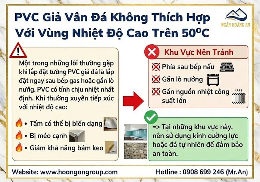 PVC Giả Vân Đá Không Thích Hợp Với Vùng Nhiệt Độ Cao Trên 50°C