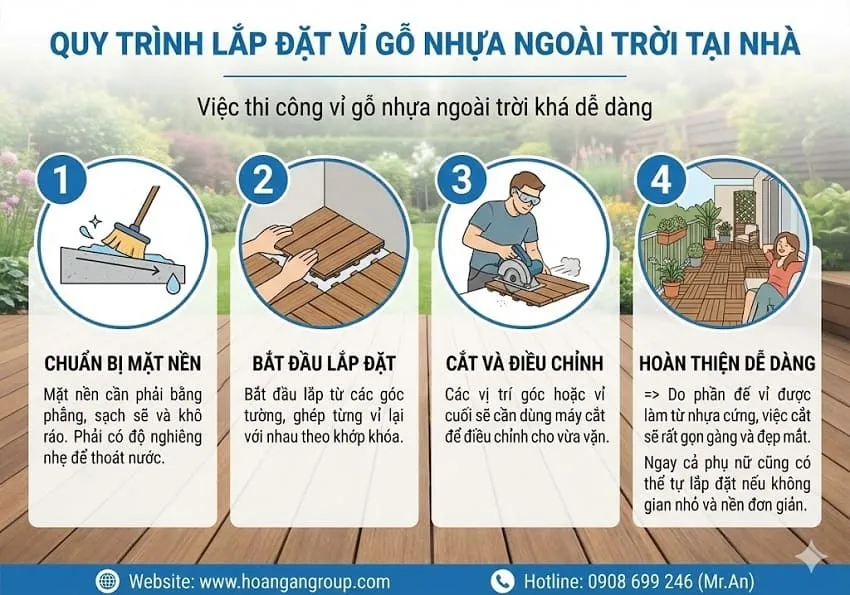 Quy Trình Lắp Đặt Vỉ Gỗ Nhựa Ngoài Trời Tại Nhà