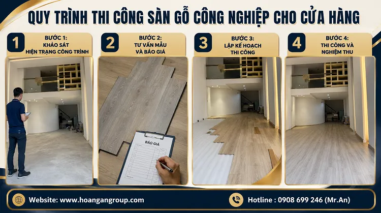 Quy Trình Thi Công Sàn Gỗ Công Nghiệp Cho Cửa Hàng