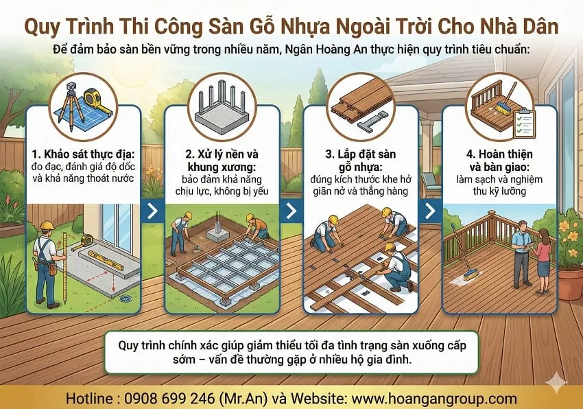 Quy Trình Thi Công Sàn Gỗ Nhựa Ngoài Trời Cho Nhà Dân