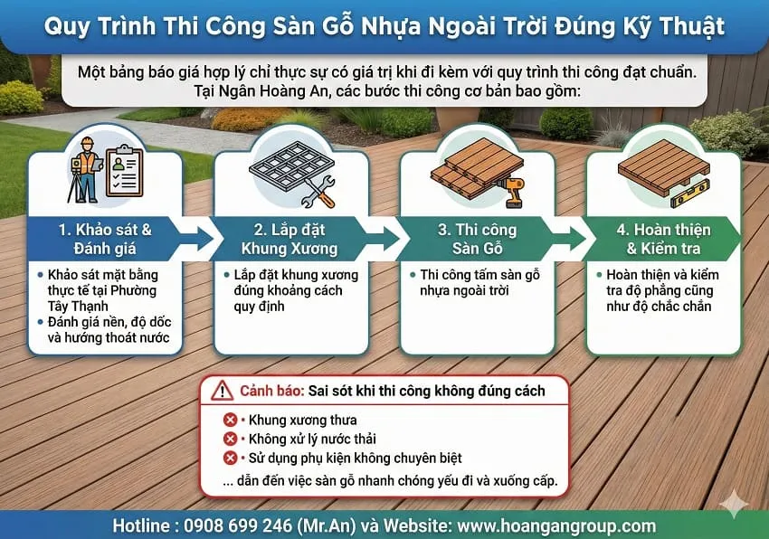 Quy Trình Thi Công Sàn Gỗ Nhựa Ngoài Trời Đúng Kỹ Thuật