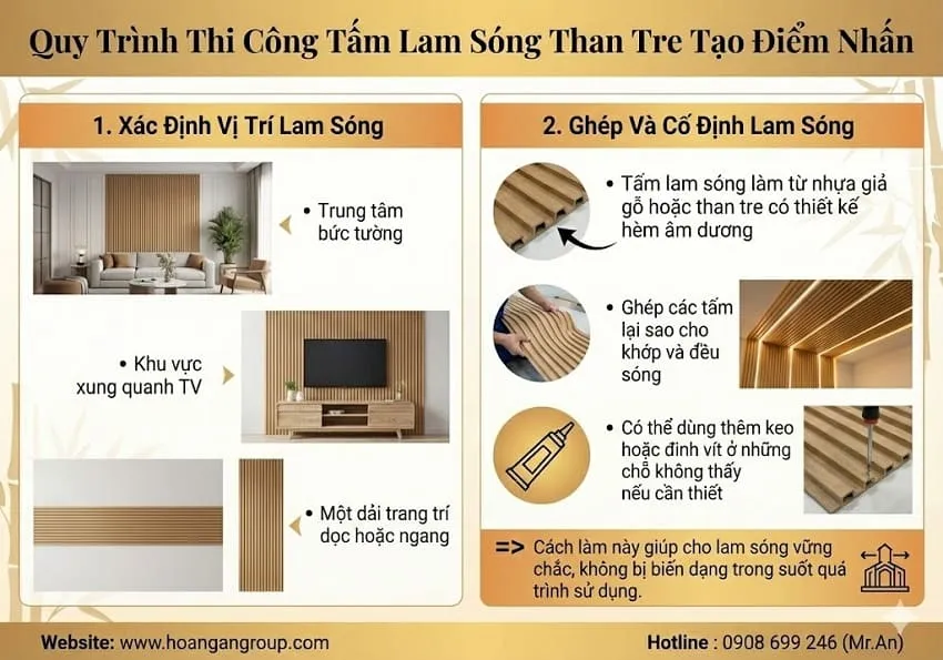Quy Trình Thi Công Tấm Lam Sóng Than Tre Tạo Điểm Nhấn