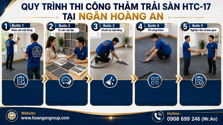 Quy Trình Thi Công Thảm Trải Sàn HTC-17 Tại Ngân Hoàng An
