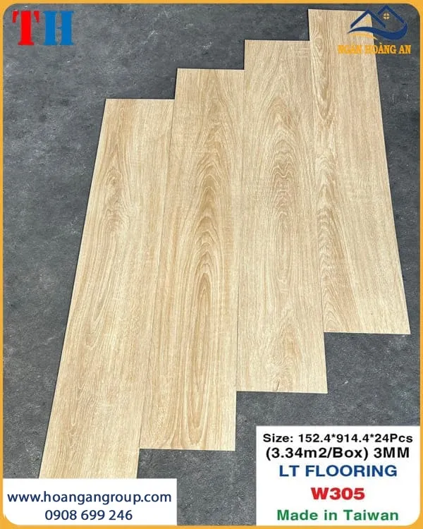 Sàn Nhựa Giả Gỗ Dán Keo THFloor W305 Dày 3mm