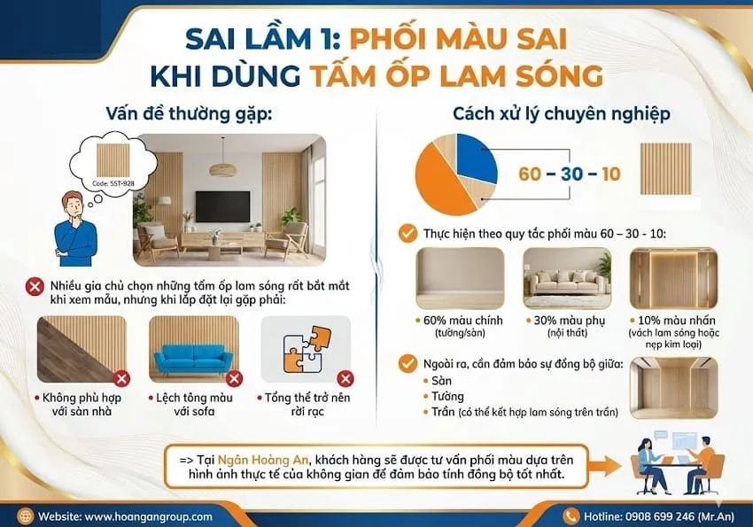 Sai Lầm 1: Phối Màu Sai Khi Dùng Tấm Ốp Lam Sóng Sai Lầm 1: Phối Màu Sai Khi Dùng Tấm Ốp Lam Sóng