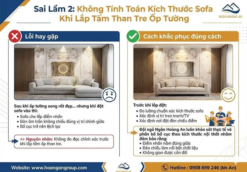 Sai Lầm 2: Không Tính Toán Kích Thước Sofa Khi Lắp Tấm Than Tre Ốp Tường Sai Lầm 2: Không Tính Toán Kích Thước Sofa Khi Lắp Tấm Than Tre Ốp Tường