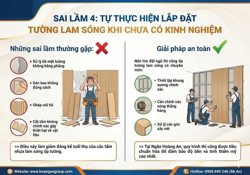 Sai Lầm 4: Tự Thực Hiện Lắp Đặt Tường Lam Sóng Khi Chưa Có Kinh Nghiệm Sai Lầm 4: Tự Thực Hiện Lắp Đặt Tường Lam Sóng Khi Chưa Có Kinh Nghiệm