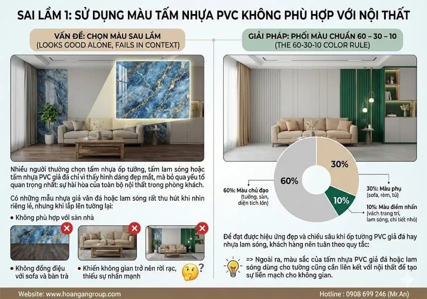 Sai Lầm 1: Sử Dụng Màu Tấm Nhựa PVC Không Phù Hợp Với Nội Thất Sai Lầm 1: Sử Dụng Màu Tấm Nhựa PVC Không Phù Hợp Với Nội Thất