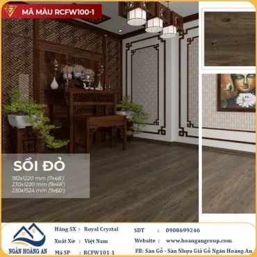 Sàn Đá Công Nghệ Giả Gỗ Hèm Khóa SPC Royal Crystal RCFW100-1 (S03)