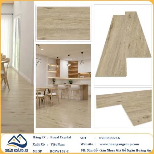 Sàn Đá Công Nghệ Giả Gỗ Hèm Khóa SPC Royal Crystal RCFW102-2 (S02)