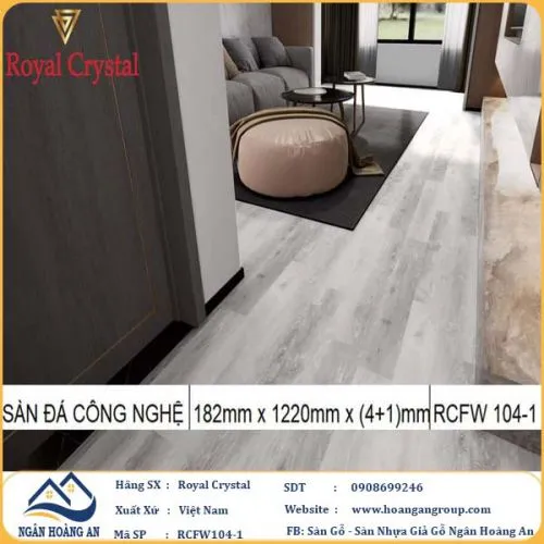 Sàn Đá Công Nghệ Giả Gỗ Hèm Khóa SPC Royal Crystal RCFW104-1 (S01)