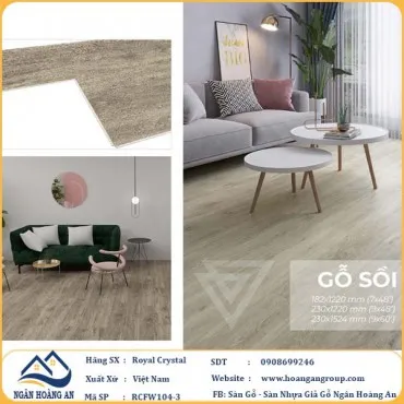 Sàn Đá Công Nghệ Giả Gỗ Hèm Khóa SPC Royal Crystal RCFW104-3 (S03)