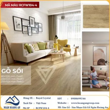 Sàn Đá Công Nghệ Giả Gỗ Hèm Khóa SPC Royal Crystal RCFW104-4 (S03)