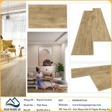 Sàn Đá Công Nghệ Giả Gỗ Hèm Khóa SPC Royal Crystal RCFW104-4 (S02)