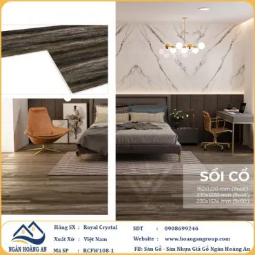 Sàn Đá Công Nghệ Giả Gỗ Hèm Khóa SPC Royal Crystal RCFW108-1 (S03)