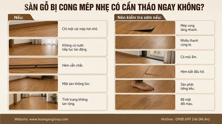 Sàn Gỗ Bị Cong Mép Nhẹ Có Cần Tháo Ngay Không? Sàn Gỗ Bị Cong Mép Nhẹ Có Cần Tháo Ngay Không?