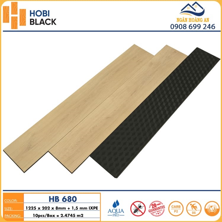 Sàn Gỗ Công Nghiệp 8mm Hobi Black HB680