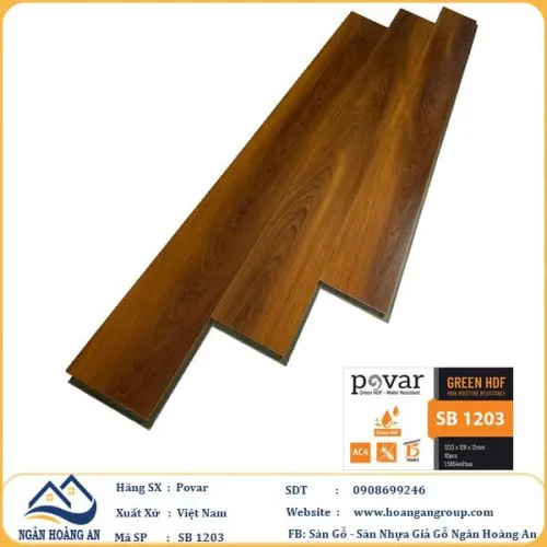 Sàn Gỗ Công Nghiệp Giá Rẻ Povar SB1203 Dày 12mm