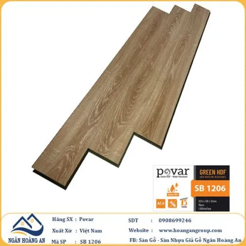 Sàn Gỗ Công Nghiệp Giá Rẻ Povar SB1206 Dày 12mm