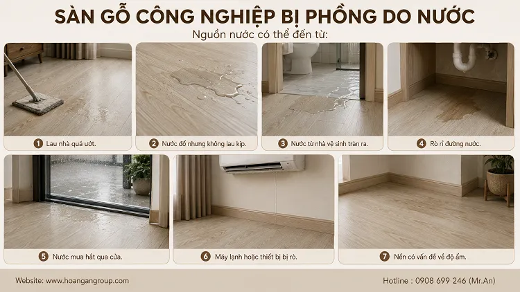 Sàn Gỗ Công Nghiệp Bị Phồng Do Nước