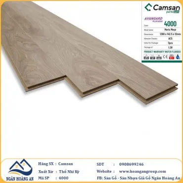 Sàn Gỗ Công Nghiệp Camsan Hèm V 4000 12mm