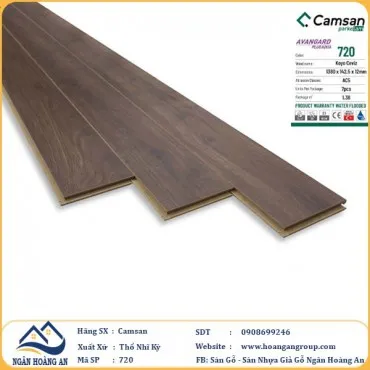 Sàn Gỗ Công Nghiệp Camsan Hèm V 720 12mm