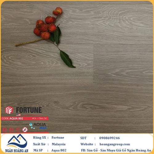 Sàn Gỗ  Công Nghiệp Fortune Aqua 802 Dày 8mm