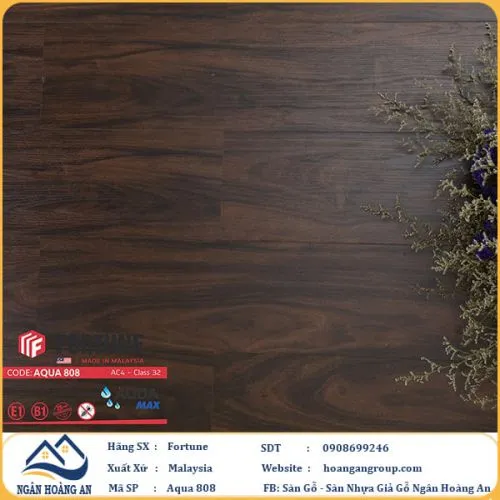 Sàn Gỗ  Công Nghiệp Fortune Aqua 808 Dày 8mm