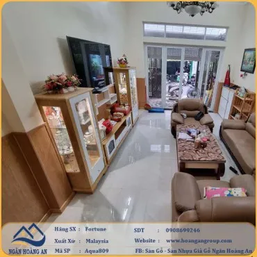 Công Trình Ốp Tường Lamri Sàn Gỗ Công Nghiệp Fortune Aqua 809