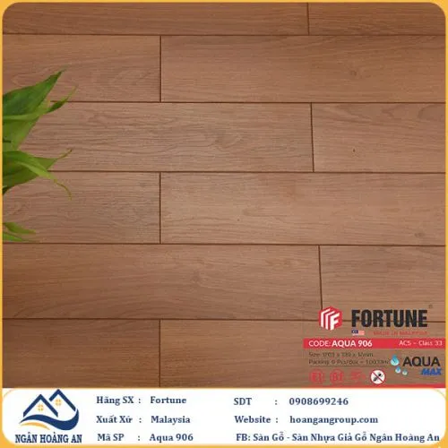 Sàn Gỗ Công Nghiệp Fortune Aqua 906 Dày 12mm
