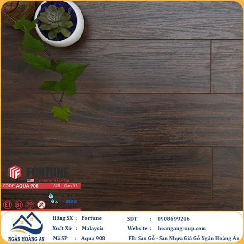 Sàn Gỗ Công Nghiệp Fortune Aqua 908 Dày 12mm