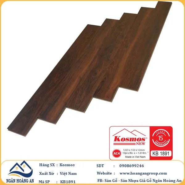 Sàn Gỗ Công Nghiệp Giá Rẻ Kosmos 12mm KB1891 Tại Quận 12 TPHCM