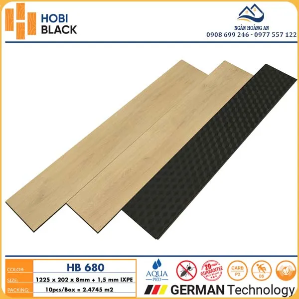 Giá Thi Công Hoàn Thiện Sàn Gỗ Công Nghiệp Hobi Black 8mm HB680