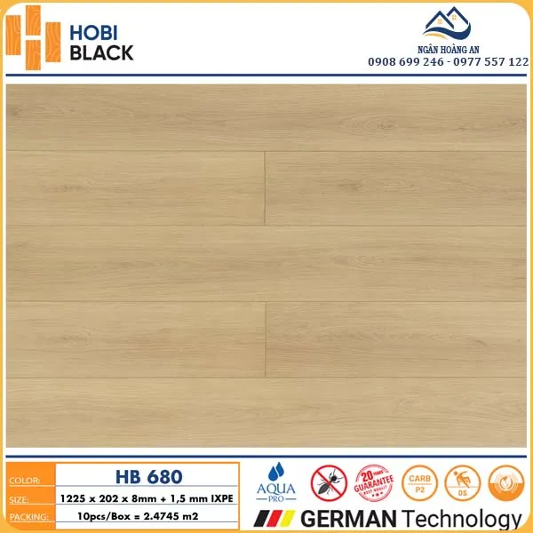 Sàn Gỗ Công Nghiệp Cốt Đen Hobi Black 8mm An Toàn Sức Khỏe