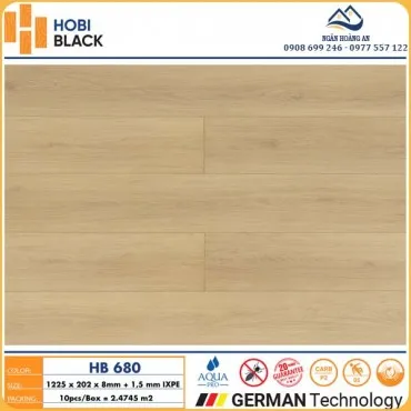 Sàn Gỗ Công Nghiệp Hobi Black Cốt Đen 8mm HB680