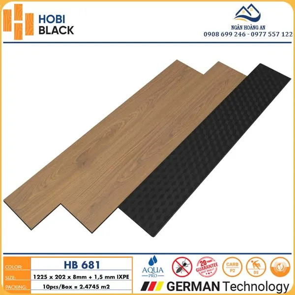 Giá Thi Công Hoàn Thiện Sàn Gỗ Công Nghiệp Hobi Black 8mm HB681