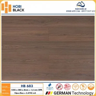 Sàn Gỗ Công Nghiệp Hobi Black Cốt Đen 8mm HB683