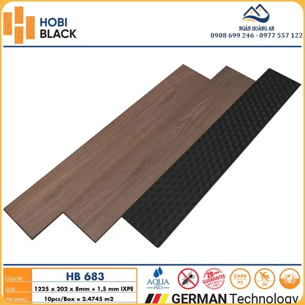 Giá Thi Công Hoàn Thiện Sàn Gỗ Công Nghiệp Hobi Black 8mm HB683 Giá Thi Công Hoàn Thiện Sàn Gỗ Công Nghiệp Hobi Black 8mm HB683