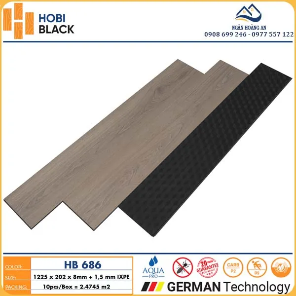 Giá Thi Công Hoàn Thiện Sàn Gỗ Công Nghiệp Hobi Black 8mm HB686 Giá Thi Công Hoàn Thiện Sàn Gỗ Công Nghiệp Hobi Black 8mm HB686