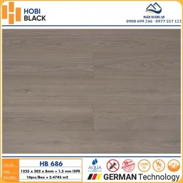 Sàn Gỗ Công Nghiệp Hobi Black Cốt Đen 8mm HB686