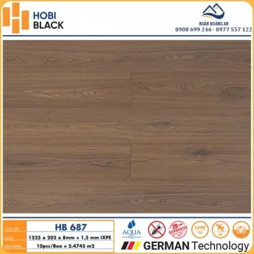 Sàn Gỗ Công Nghiệp Hobi Black Cốt Đen 8mm HB687