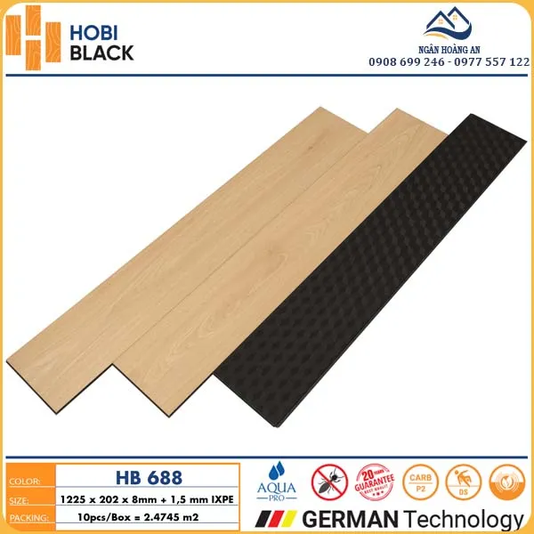 Giá Thi Công Hoàn Thiện Sàn Gỗ Công Nghiệp Hobi Black 8mm HB688