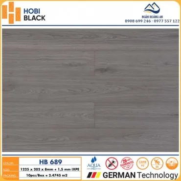Sàn Gỗ Công Nghiệp Hobi Black Cốt Đen 8mm HB689